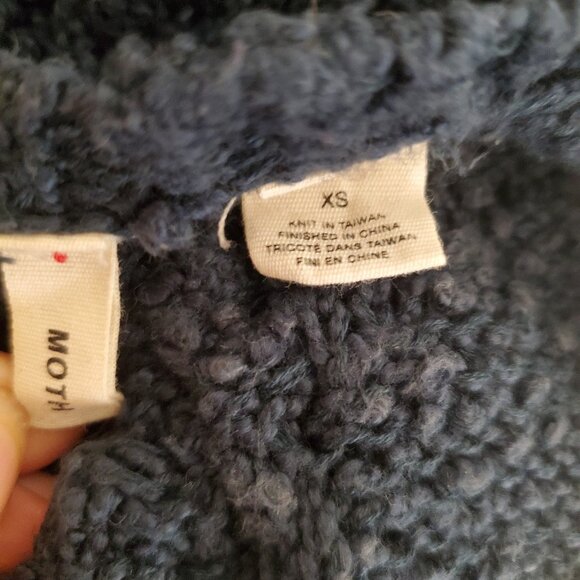 Moth Anthropologie Boho Open Knit Sweater High Low Crochet Scoop Neck Navy Sz XS - Picture 4 of 5